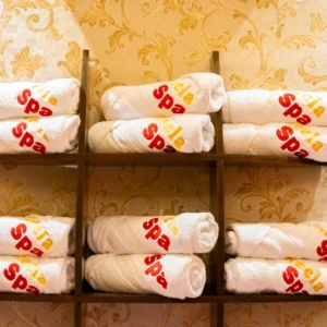 Premium massage oils and fresh towels at Ragini Spa Ajman